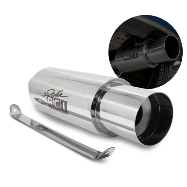 RC528 - ABAFADOR ESPORTIVO AÇO INOX SELADO CORPO 5"  PONTEIRA RETA 4"  ENCAIXE 3" - 2" 1/2