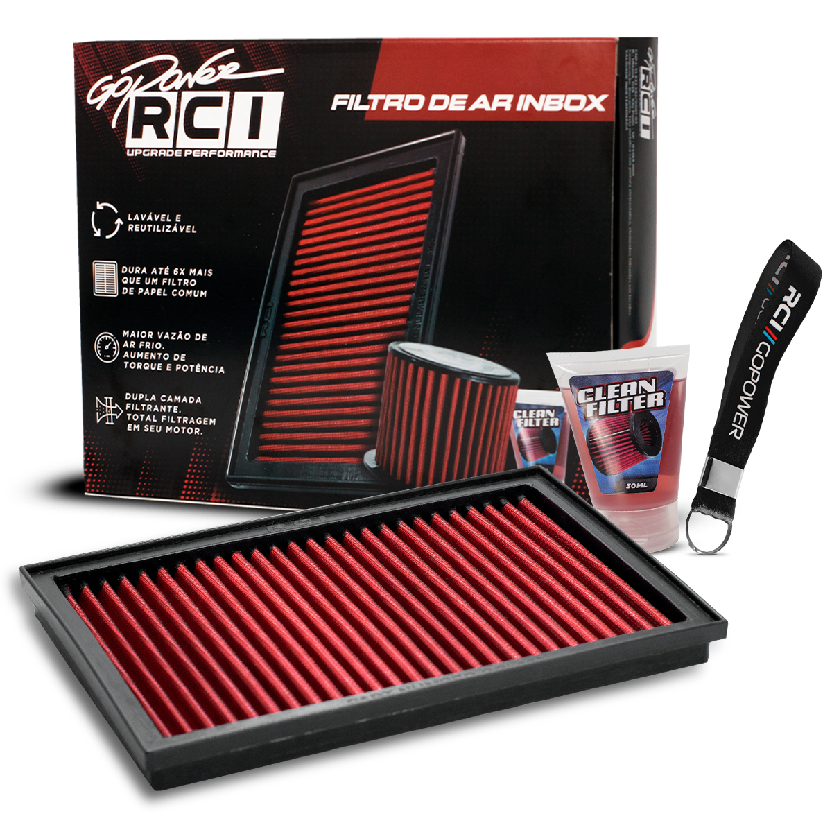 RCI167 FILTRO ESPORTIVO INBOX FOX 1.6 8V 2003 A 2008 / GOL, PARATI 1.0 16V 2001 A 2010 / POLO 1.6 8V 2002 A 2008 / GOLF 1.6 8V 2002 –