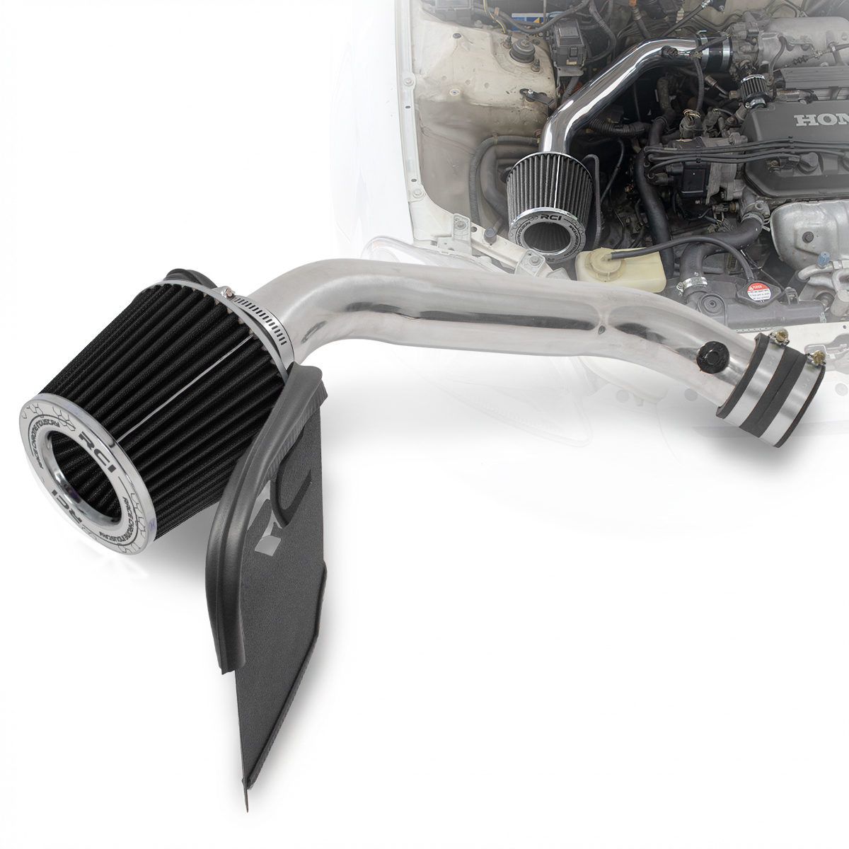 RCI07 KIT INTAKE SHORT RAM CIVIC 1.6 16V 1996 A 1998 COLETOR ADMISSÃO ALUMÍNIO (HORIZONTAL) - Imagem 2