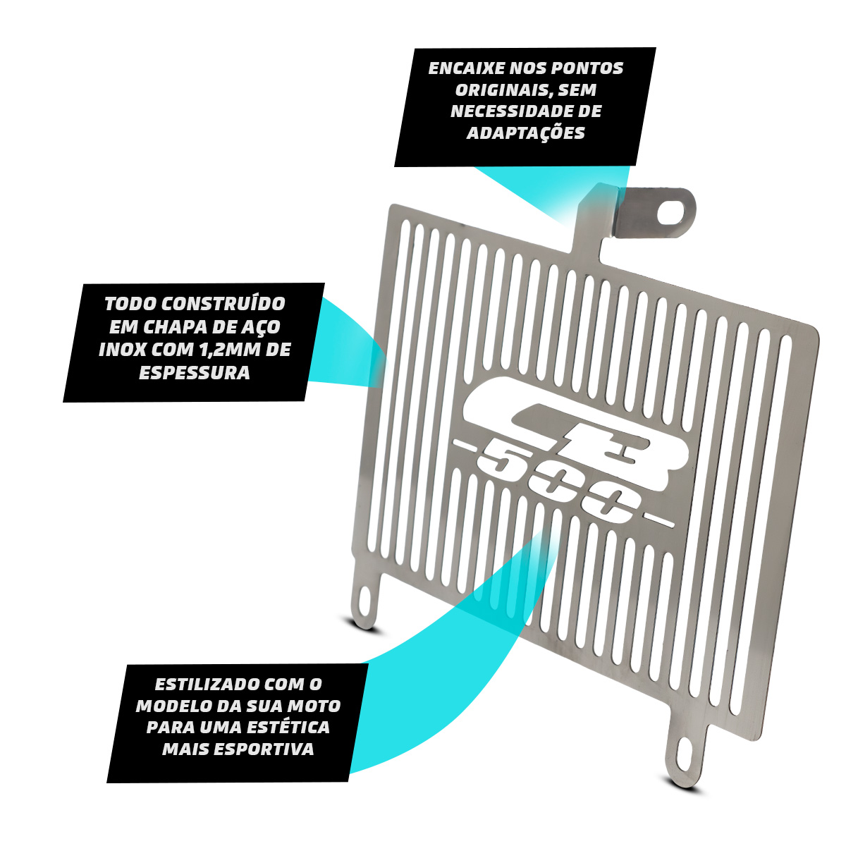 RCI614CR - PROTETOR RADIADOR CB500X 2013 EM DIANTE FRISADO - Imagem 3
