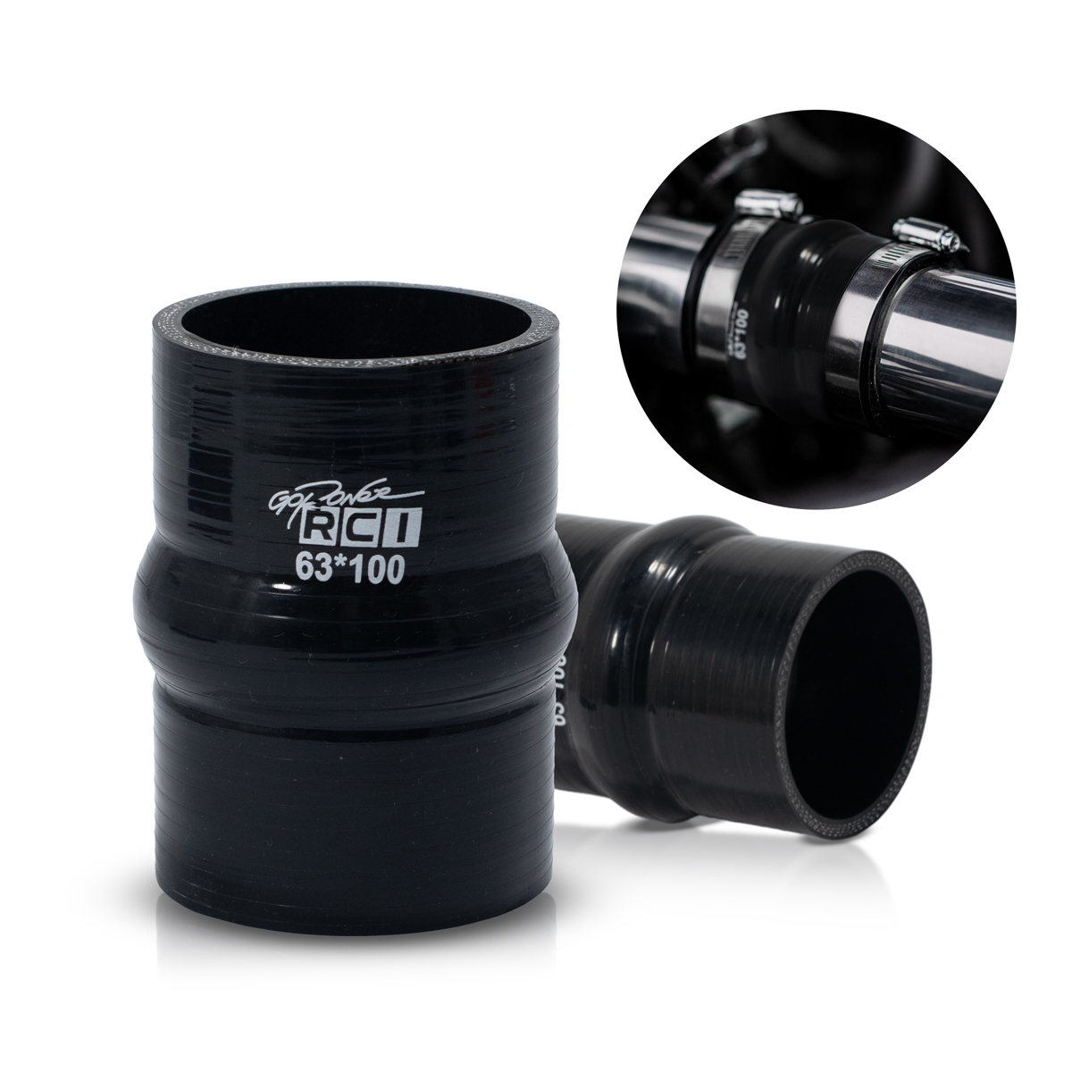 RCI63X100 – MANGOTE SILICONE RETO 2.5″ X 100 – 63MM ENCAIXE – 100MM DE COMPRIMENTO COM HUMP