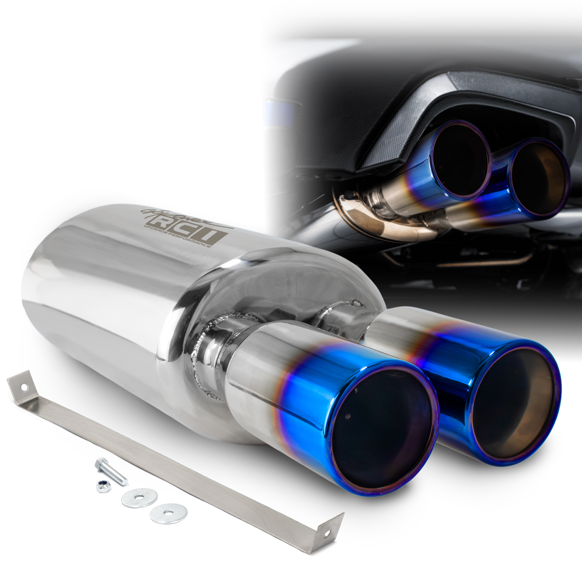 RCI253FL – ABAFADOR OVAL SAÍDA DUPLA FLAME / COMPRIMENTO 500MM / PONTEIRAS  3″ ACABAMENTO RETO QUEIMADA / ENCAIXE 2.5