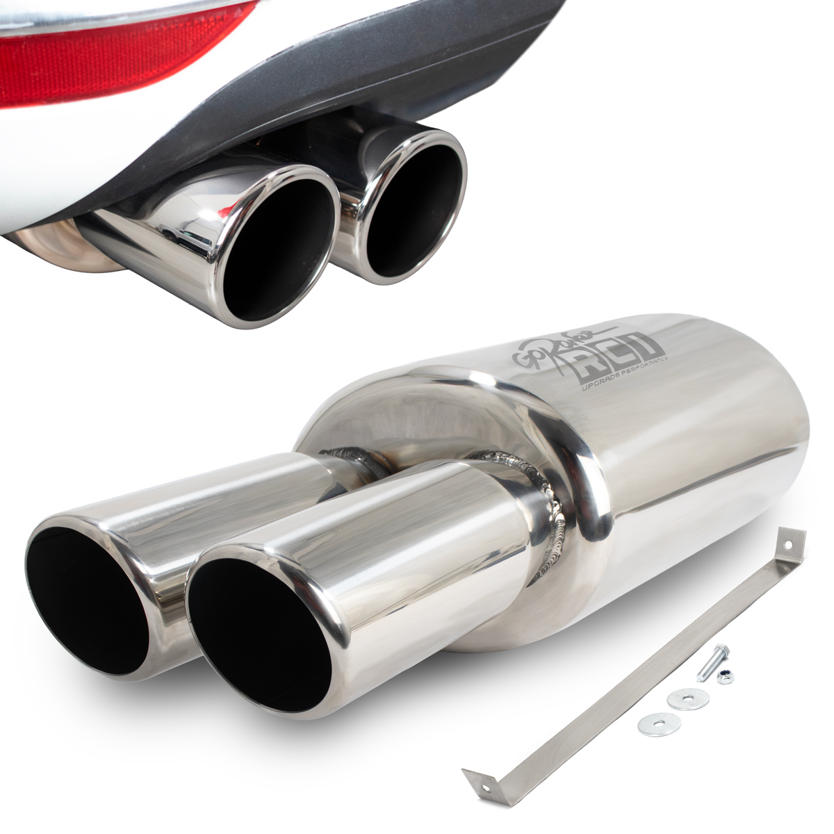 RCI254 – ABAFADOR OVAL SAÍDA DUPLA / COMPRIMENTO 570MM / PONTEIRAS  3″ ACABAMENTO RETO / ENCAIXE 2″½