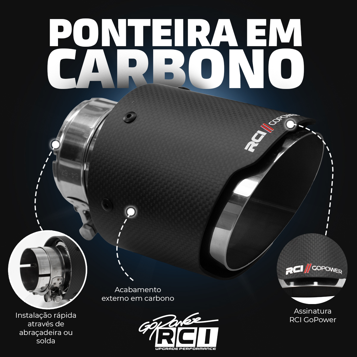 RCI226 - PONTEIRA CARBONO 4" - ENCAIXE 2,5 POL - Imagem 4