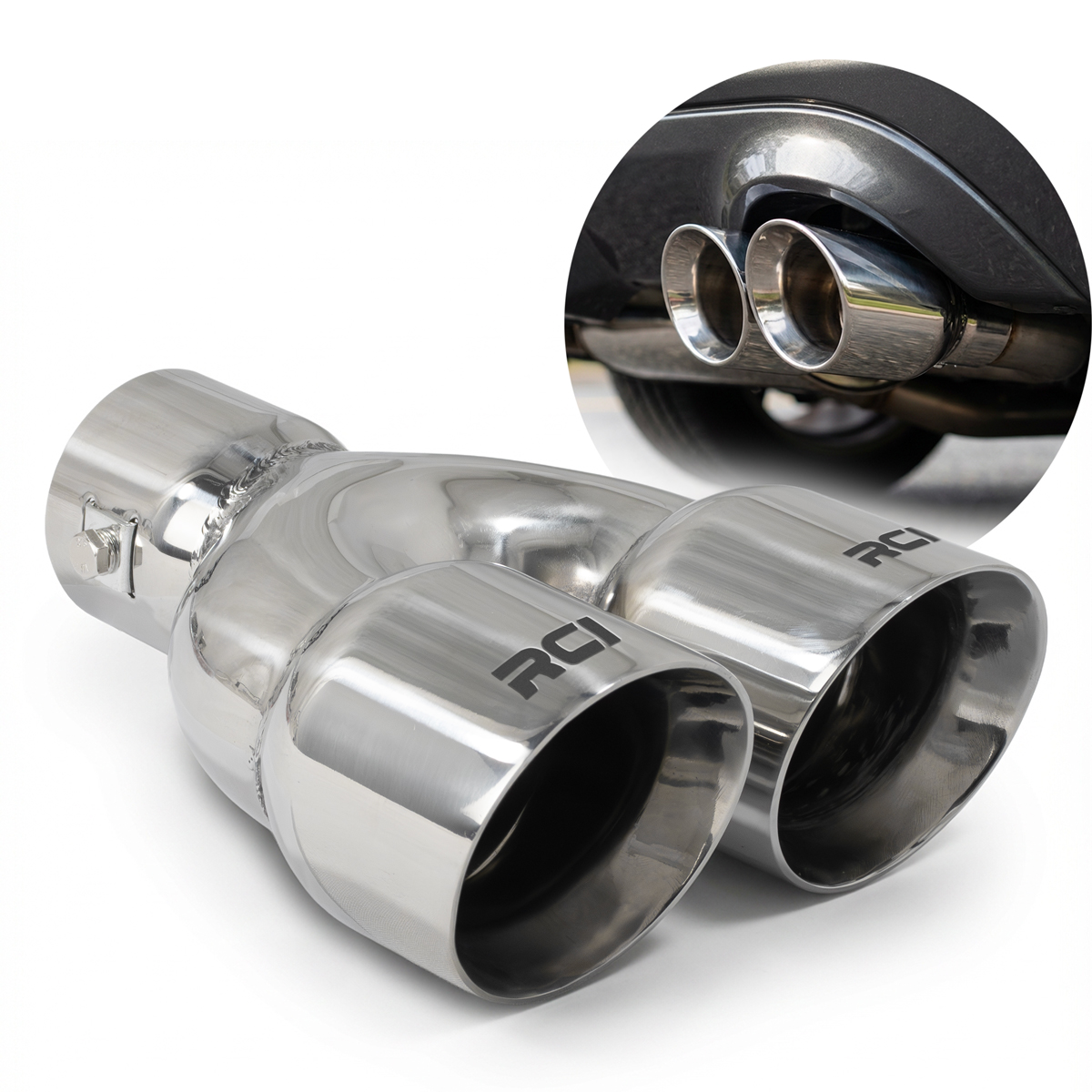 RCI228 – PONTEIRA SAÍDA DUPLA 3” CHANFRADA CHAPA DUPLA ENCAIXE REGULAVEL 2.5”