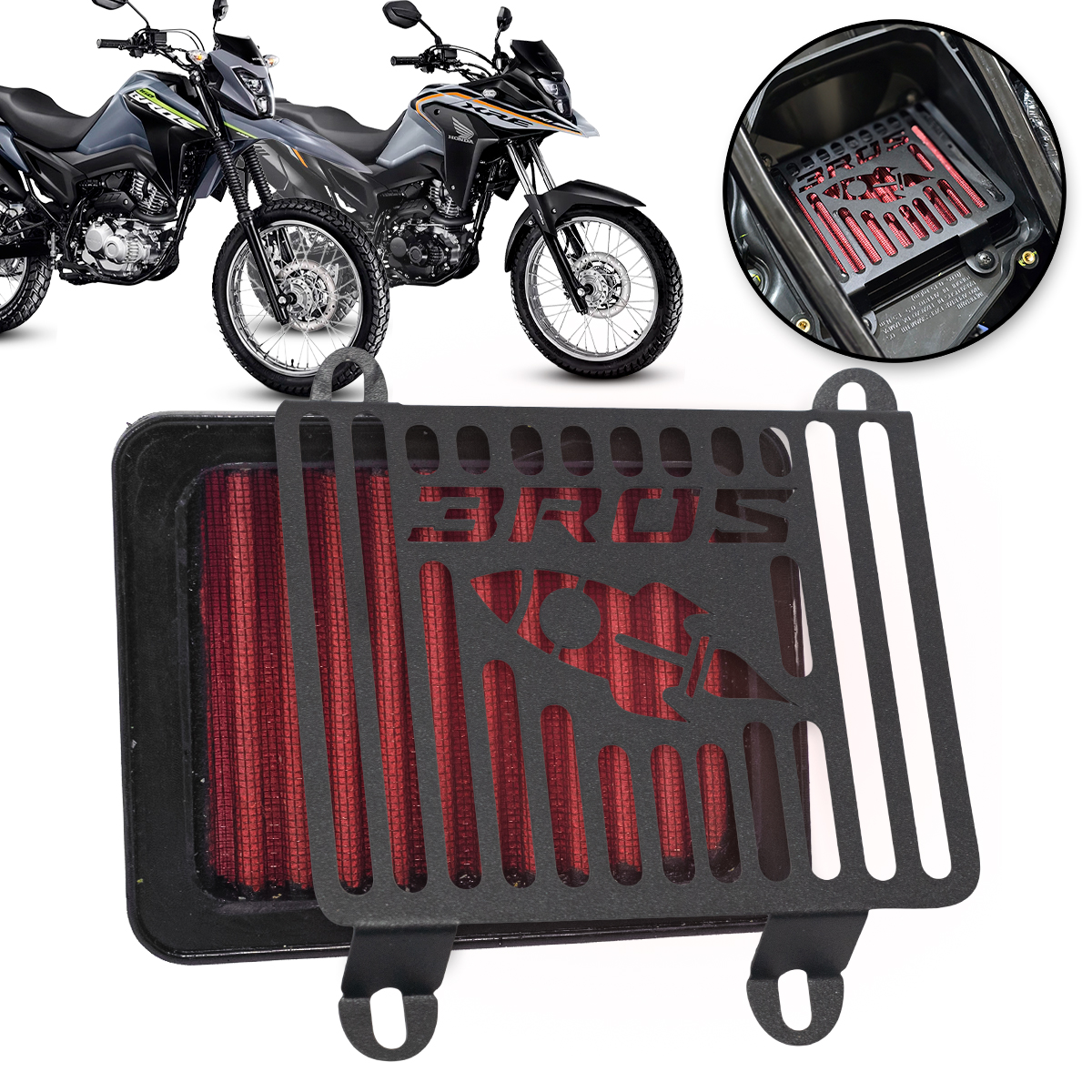 RCI94 – FILTRO DE AR INBOX HONDA BROS 160 2025 EM DIANTE COM GRADE PROTETORA